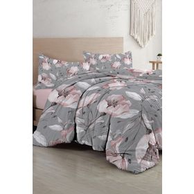 Monohome Gray Rose Çift Kişilik Nevresim Takımı 3D Pamuk Saten