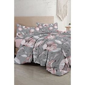 Monohome Gray Rose Çift Kişilik Nevresim Takımı 3D Pamuk Saten