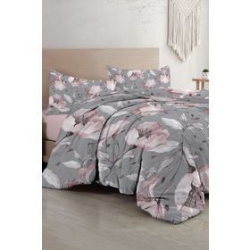Monohome Gray Rose Çift Kişilik Nevresim Takımı 3D Pamuk Saten