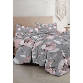 Monohome Gray Rose Çift Kişilik Nevresim Takımı 3D Pamuk Saten