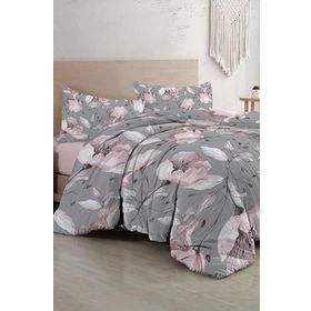Monohome Gray Rose Çift Kişilik Nevresim Takımı 3D Pamuk Saten