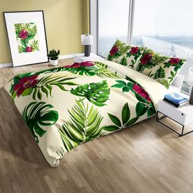 Monohome Green 3D Pamuk Saten Çift Kişilik 200x220 cm Nevresim Takımı