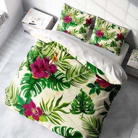 Monohome Green 3D Pamuk Saten Çift Kişilik 200x220 cm Nevresim Takımı