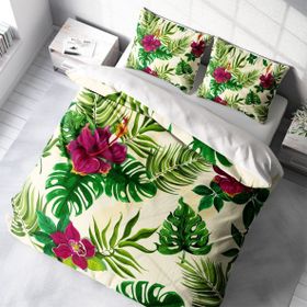 Monohome Green 3D Pamuk Saten Çift Kişilik 200x220 cm Nevresim Takımı