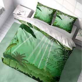 Monohome Green Life 3D Pamuk Saten Renkli Çift Kişilik 200x220 cm Nevresim Takımı