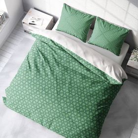 Monohome Green Pattern 3D Saten Pamuk Çift Kişilik Nevresim Takımı