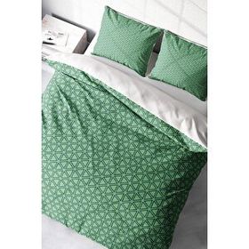 Monohome Green Pattern 3D Saten Pamuk Çift Kişilik Nevresim Takımı