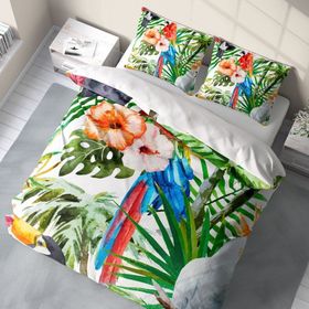 Monohome Green White 3D Pamuk Saten Renkli Çift Kişilik 200x220 cm Nevresim Takımı