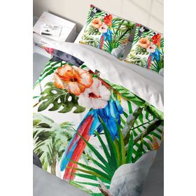 Monohome Green White 3D Pamuk Saten Renkli Çift Kişilik 200x220 cm Nevresim Takımı