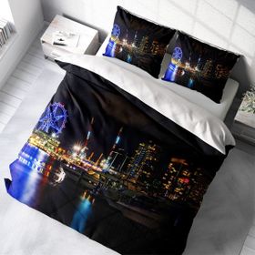 Monohome Harbor Night Modern Renkli Çift Kişilik 200x220 cm Nevresim Takımı