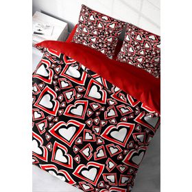Monohome Heart Lips 3D Pamuk Saten Çift Kişilik 200x220 cm Nevresim Takımı
