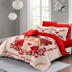 Monohome İlk Aşk 200x220 cm Kahverengi Sevgililer Günü Pamuk Saten Çift Kişilik Nevresim Takımı