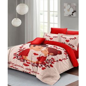 Monohome İlk Aşk 200x220 cm Kahverengi Sevgililer Günü Pamuk Saten Çift Kişilik Nevresim Takımı
