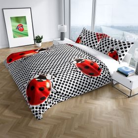 Monohome Ladybug 3D Pamuk Saten Çift Kişilik Nevresim Takımı
