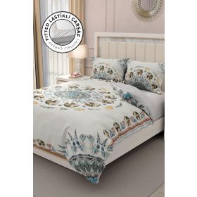 Monohome Lastikli Çarşaflı %100 Pamuk Saten 3D Fil Desen Çift Kişilik Nevresim Takımı