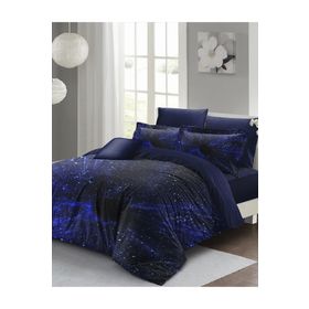 Monohome Lastikli Çarşaflı %100 Pamuk Saten Blue Night Çift Kişilik Nevresim Takımı