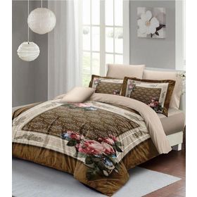 Monohome Lastikli Çarşaflı %100 Pamuk Saten Brown Fantasy Çift Kişilik Nevresim Takımı
