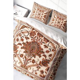 Monohome Lastikli Çarşaflı %100 Pamuk Saten Brown Figure Çift Kişilik Nevresim Takımı