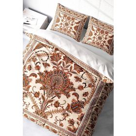 Monohome Lastikli Çarşaflı %100 Pamuk Saten Brown Figure Çift Kişilik Nevresim Takımı