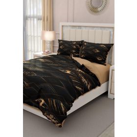 Monohome Lastikli Çarşaflı %100 Pamuk Saten Brown Suite Çift Kişilik Nevresim Takımı