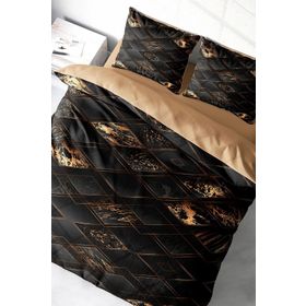 Monohome Lastikli Çarşaflı %100 Pamuk Saten Brown Suite Çift Kişilik Nevresim Takımı
