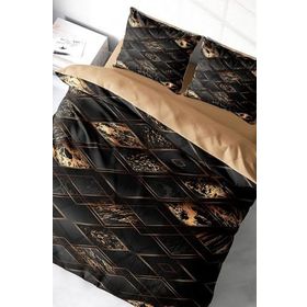 Monohome Lastikli Çarşaflı %100 Pamuk Saten Brown Suite Çift Kişilik Nevresim Takımı