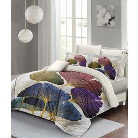 Monohome Lastikli Çarşaflı %100 Pamuk Saten Colorfull Leave Çift Kişilik Nevresim Takımı