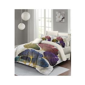 Monohome Lastikli Çarşaflı %100 Pamuk Saten Colorfull Leave Çift Kişilik Nevresim Takımı