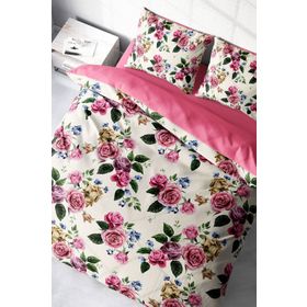 Monohome Lastikli Çarşaflı %100 Pamuk Saten Dance Of Roses Çift Kişilik Nevresim Takımı