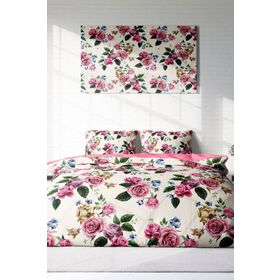 Monohome Lastikli Çarşaflı %100 Pamuk Saten Dance Of Roses Çift Kişilik Nevresim Takımı