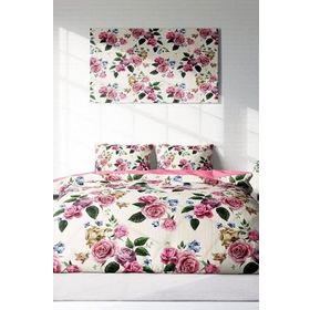Monohome Lastikli Çarşaflı %100 Pamuk Saten Dance Of Roses Çift Kişilik Nevresim Takımı