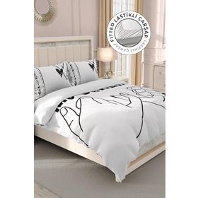 Monohome Lastikli Çarşaflı %100 Pamuk Saten Darling Çift Kişilik Nevresim Takımı