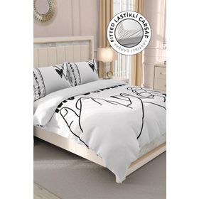 Monohome Lastikli Çarşaflı %100 Pamuk Saten Darling Çift Kişilik Nevresim Takımı