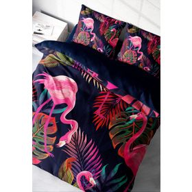 Monohome Lastikli Çarşaflı %100 Pamuk Saten Flamingo Çift Kişilik Nevresim Takımı