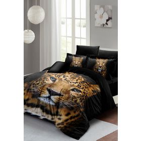 Monohome Leopard 3d Pamuk Saten Çift Kişilik Nevresim Takımı Seti