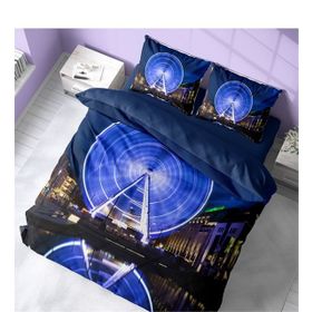 Monohome London Eye 3D Pamuk Saten Çift Kişilik 200x220 cm Nevresim Takımı