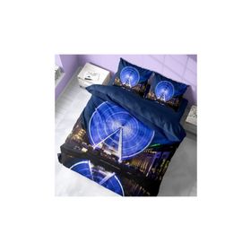 Monohome London Eye 3D Pamuk Saten Çift Kişilik 200x220 cm Nevresim Takımı