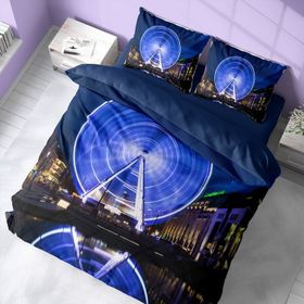 Monohome London Eye 3D Pamuk Saten Çift Kişilik 200x220 cm Nevresim Takımı