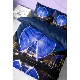 Monohome London Eye 3D Pamuk Saten Çift Kişilik 200x220 cm Nevresim Takımı