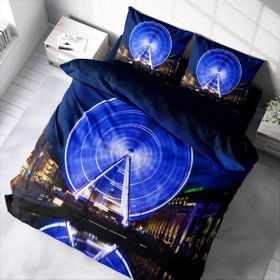 Monohome London Eye 3D Pamuk Saten Çift Kişilik 200x220 cm Nevresim Takımı
