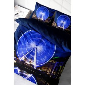 Monohome London Eye 3D Pamuk Saten Çift Kişilik 200x220 cm Nevresim Takımı