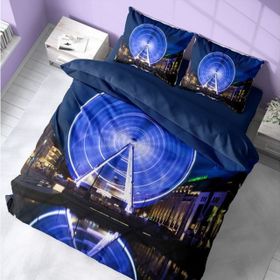 Monohome London Eye 3D Pamuk Saten Çift Kişilik 200x220 cm Nevresim Takımı