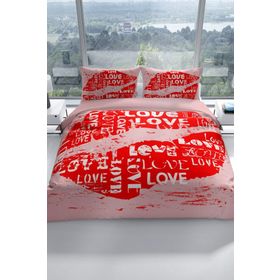 Monohome Love I 3D Pamuk Saten Çift Kişilik 200x220 cm Nevresim Takımı