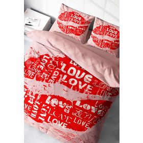 Monohome Love I 3D Pamuk Saten Çift Kişilik 200x220 cm Nevresim Takımı