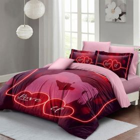 Monohome Love U 200x220 cm Kırmızı Pembe Sevgililer Günü Çift Kişilik Pamuk Saten Nevresim Takımı
