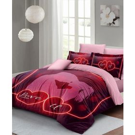 Monohome Love U 200x220 cm Kırmızı Pembe Sevgililer Günü Çift Kişilik Pamuk Saten Nevresim Takımı