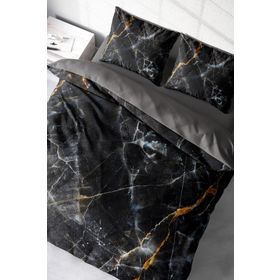 Monohome Lux Marble 3D Pamuk Saten Çift Kişilik Nevresim Takımı Beyaz