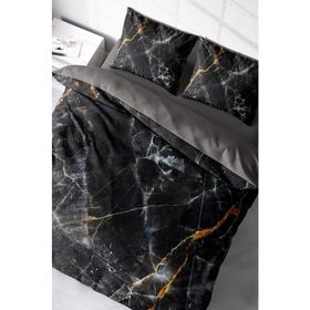 Monohome Lux Marble 3D Pamuk Saten Çift Kişilik Nevresim Takımı Beyaz