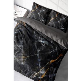 Monohome Lux Marble 3D Pamuk Saten Çift Kişilik Nevresim Takımı Beyaz