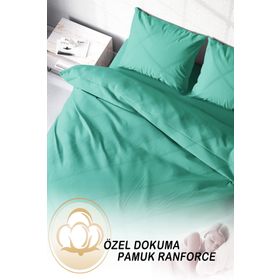 Monohome Lux Pamuk Ranforce Yeşil Çift Kişilik Nevresim Takım